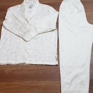 Amanda stewart pj pants set button down long sleve top sz M